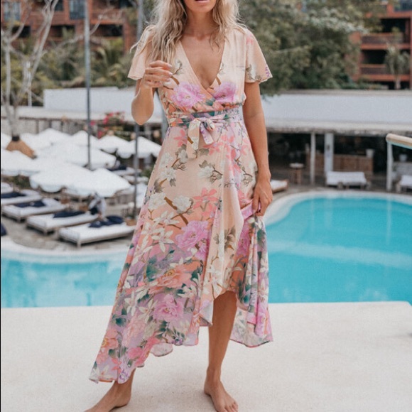 Lily Maxi DRESS Floral Wrap Lilac - Picture 3 of 3